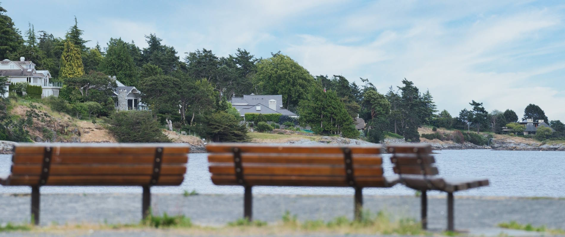 Bench looking over ocean at Cadboro Bay